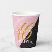 グリッターとエレガントマーブルスウィート16紙カップ 紙コップ (正面)