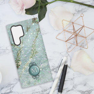 グリッターとキラキラ金ゴールドと緑 SAMSUNG GALAXY S22 ULTRAケース