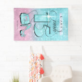 グリッターとシャインキンセアニェラティール(緑がかった色)/ピンクベールID701 横断幕 (インサイチュ)