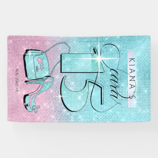 グリッターとシャインキンセアニェラティール（緑がかった色）/ピンクベールID701 横断幕 (横)