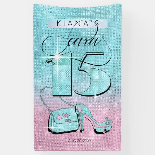 グリッターとシャインキンセアニェラティール(緑がかった色)/ピンクベールID701 横断幕 (縦)