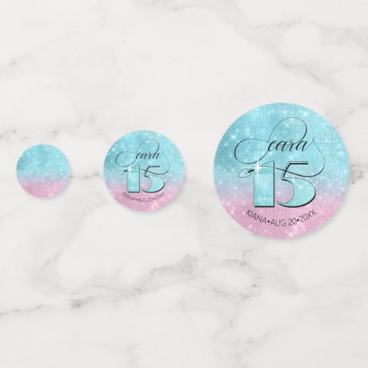 グリッターとシャインキンセアニェラティール（緑がかった色）/ピンクID701 コンフェッティ (正面)