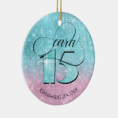 グリッターとシャインキンセアニェラティール(緑がかった色)/ピンクID701 セラミックオーナメント (右)