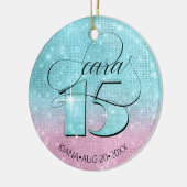 グリッターとシャインキンセアニェラティール(緑がかった色)/ピンクID701 セラミックオーナメント (左)