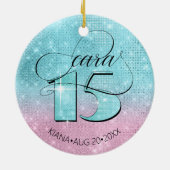 グリッターとシャインキンセアニェラティール(緑がかった色)/ピンクID701 セラミックオーナメント (裏面)