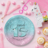 グリッターとシャインキンセアニェラティール(緑がかった色)/ピンクID701 ペーパープレート (パーティー)