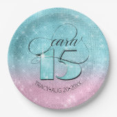 グリッターとシャインキンセアニェラティール(緑がかった色)/ピンクID701 ペーパープレート (正面)