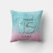 グリッターとシャインキンセアニェラティール(緑がかった色)/ピンクV2 ID701 クッション (裏面)