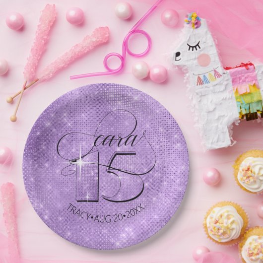 グリッターとシャインキンセアニェラバイオレットID701 ペーパープレート (パーティー)