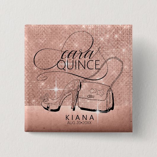 グリッターとシャインキンセアニェラバラ金ゴールドID701 缶バッジ (正面)