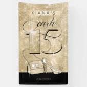 グリッターとシャインキンセアニェラブラック/金ゴールドVrt ID701 横断幕 (縦)