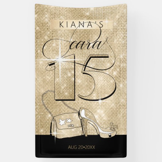 グリッターとシャインキンセアニェラブラック/金ゴールドVrt ID701 横断幕 (縦)