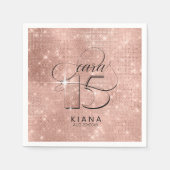 グリッターとシャインキンセアニェラV1バラ金ゴールドID701 スタンダードカクテルナプキン (正面)