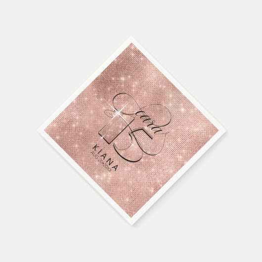 グリッターとシャインキンセアニェラV1バラ金ゴールドID701 スタンダードカクテルナプキン (角)