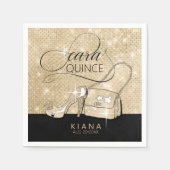 グリッターとシャインキンセアニェラV2ブラック/金ゴールドID701 スタンダードカクテルナプキン (正面)