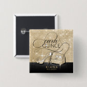 グリッターとシャインキンセアニェラV2ブラック/金ゴールドID701 缶バッジ (正面&裏面)