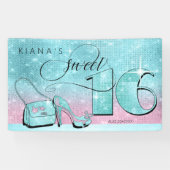 グリッターとシャインスウィート16ティール（緑がかった色）/ピンクホールID675 横断幕 (横)