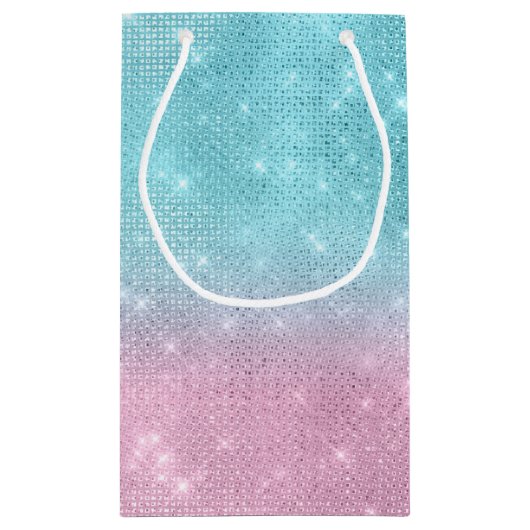 グリッターとシャインスウィート16ティール（緑がかった色）/ピンクID675 スモールペーパーバッグ (裏面)