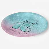 グリッターとシャインスウィート16ティール（緑がかった色）/ピンクID675 ペーパープレート (アングル)