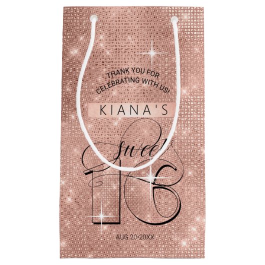 グリッターとシャインスウィート16バラ金ゴールドID675 スモールペーパーバッグ (正面)