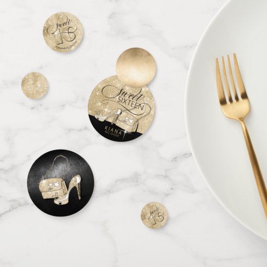 グリッターとシャインスウィート16ミックスブラック/金ゴールドID675 コンフェッティ (グループ)