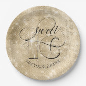 グリッターとシャインスウィート16金ゴールドID675 ペーパープレート (正面)