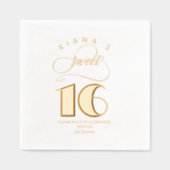 グリッターとシャインスウィート16金ゴールドID675 箔ナプキン (正面)