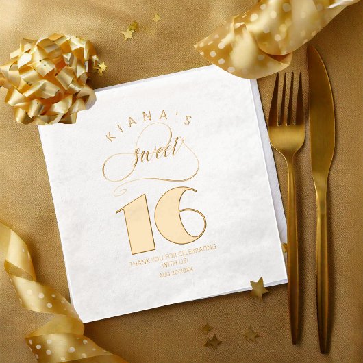 グリッターとシャインスウィート16金ゴールドID675 箔ナプキン