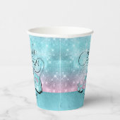 グリッターとシャインスウィート16 V2ティール（緑がかった色）/ピンクID675 紙コップ (右)