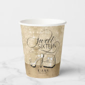 グリッターとシャインスウィート16 V2金ゴールドID675 紙コップ (裏面)