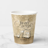 グリッターとシャインスウィート16 V2金ゴールドID675 紙コップ (正面)