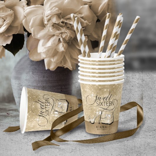 グリッターとシャインスウィート16 V2金ゴールドID675 紙コップ