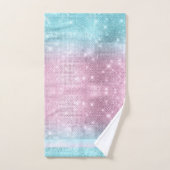 グリッターとシャインパターンピンク/ティール（緑がかった色）ID671 バスタオルセット (ハンドタオル)