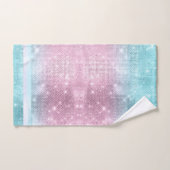 グリッターとシャインパターンピンク/ティール（緑がかった色）ID671 バスタオルセット (ハンドタオル)