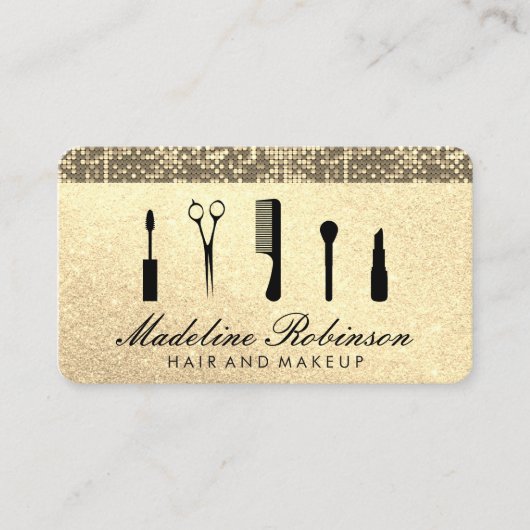 グリッターとシークインアポイントメント 予約カード (正面)