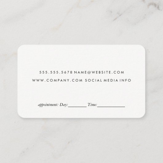 グリッターとシークインアポイントメント 予約カード (裏面)