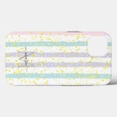 グリッターとストライプモノグラムスクリプト名イニシャル Case-Mate iPhoneケース (裏面 (横))