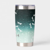 グリッターとトンボパーソナライズされたイ 保温保冷タンブラー (背面)