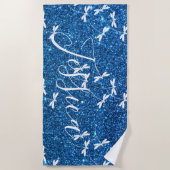 グリッターとトンボパーソナライズされたビーチタオル ビーチタオル (正面)