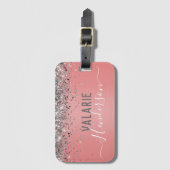グリッターとブラシ仕上げメタルモノグラム荷物タグ ラゲッジタグ (正面縦)