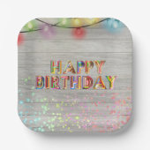 グリッターとライトハッピーバースデー ペーパープレート (正面)