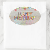 グリッターとライトハッピーバースデー 楕円形シール (バッグ)