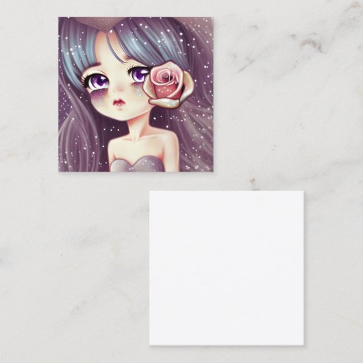 グリッターとヴィンテージ真珠光沢バラ散乱 スクエア名刺 (正面/裏面)