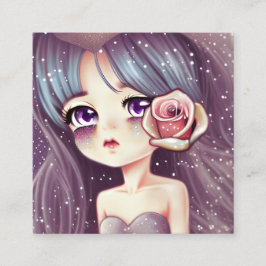 グリッターとヴィンテージ真珠光沢バラ散乱 スクエア名刺