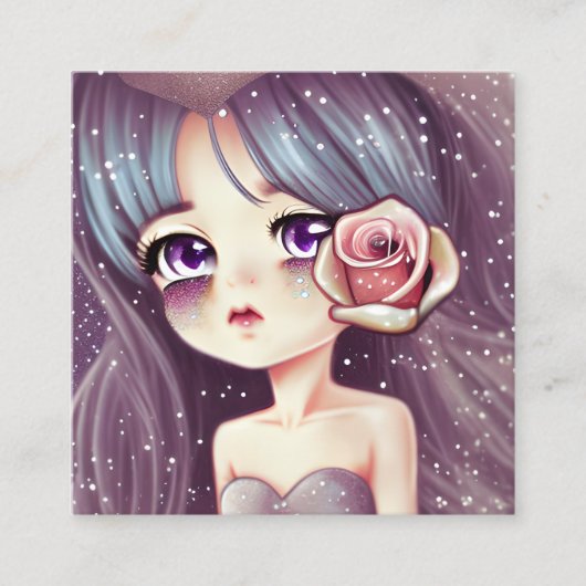 グリッターとヴィンテージ真珠光沢バラ散乱 スクエア名刺 (正面)