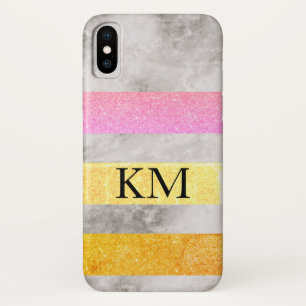 グリッターと大理石とモノグラム iPhone X ケース