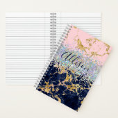 グリッターと大理石の仕パーソナライズされた事 ノートブック (内側)