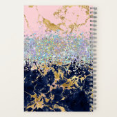 グリッターと大理石の仕パーソナライズされた事 ノートブック (裏面)