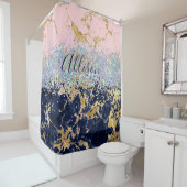 グリッターと大理石パーソナライズされた シャワーカーテン (インサイチュ)