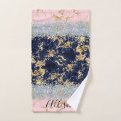 グリッターと大理石パーソナライズされた バスタオルセット (ハンドタオル)